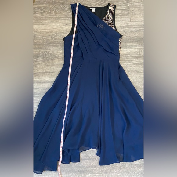NWOT, 3.1 Phillip Lim for Target Navy Chiffon Dress Mettalic Gold Sequins Size 4 - Picture 12 of 14